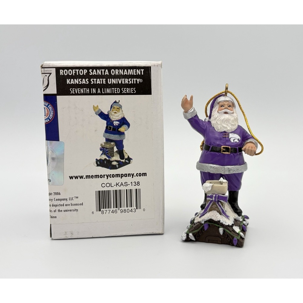 Vintage Kansas State Wildcats Rooftop Santa Ornament Memory Company 2006 KSU